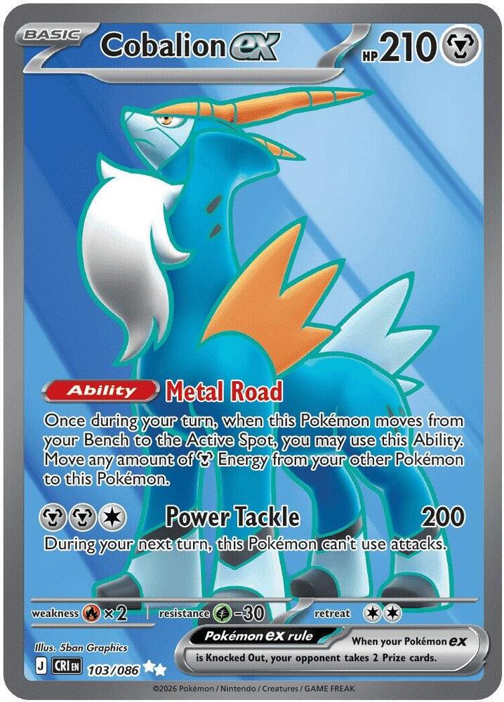 Cobalion ex 103/086 (ME04: Chaos Rising)  - Holofoil | Good Games Morley