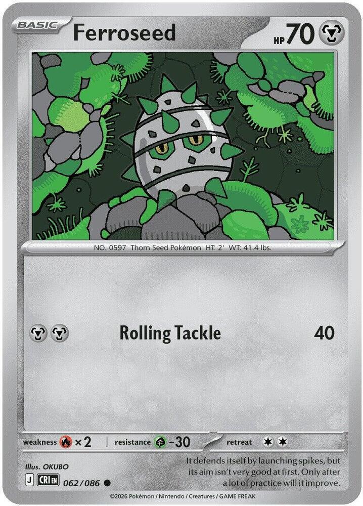 Ferroseed 062/086 (ME04: Chaos Rising)  - Reverse Holofoil | Good Games Morley
