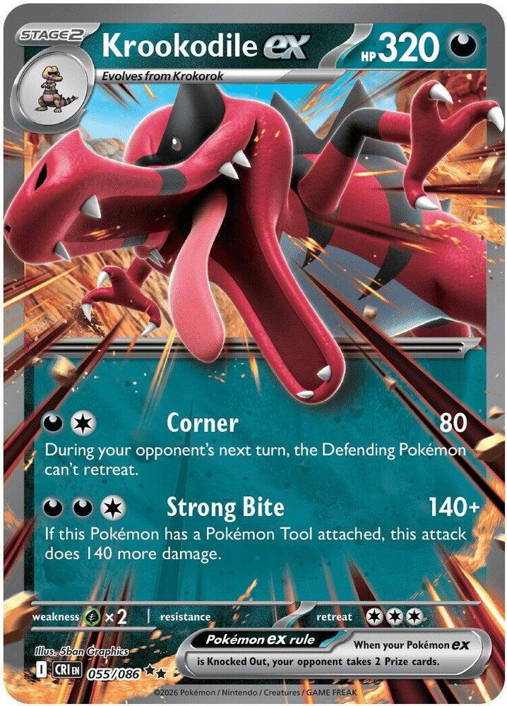 Krookodile ex 055/086 (ME04: Chaos Rising)  - Holofoil | Good Games Morley