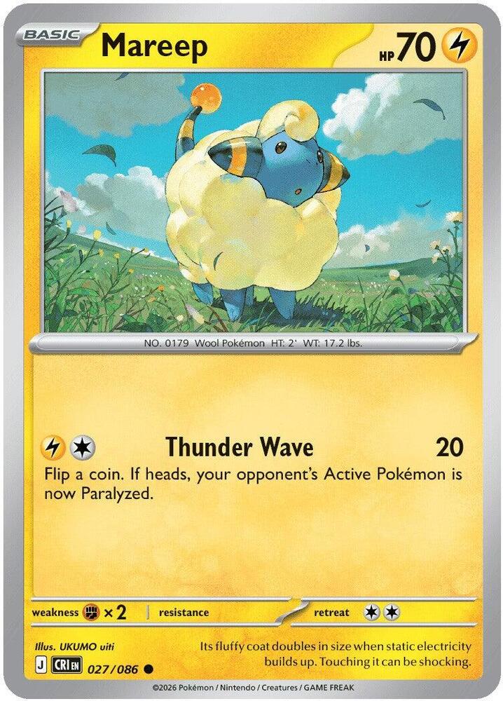 Mareep 027/086 (ME04: Chaos Rising)  - Reverse Holofoil | Good Games Morley