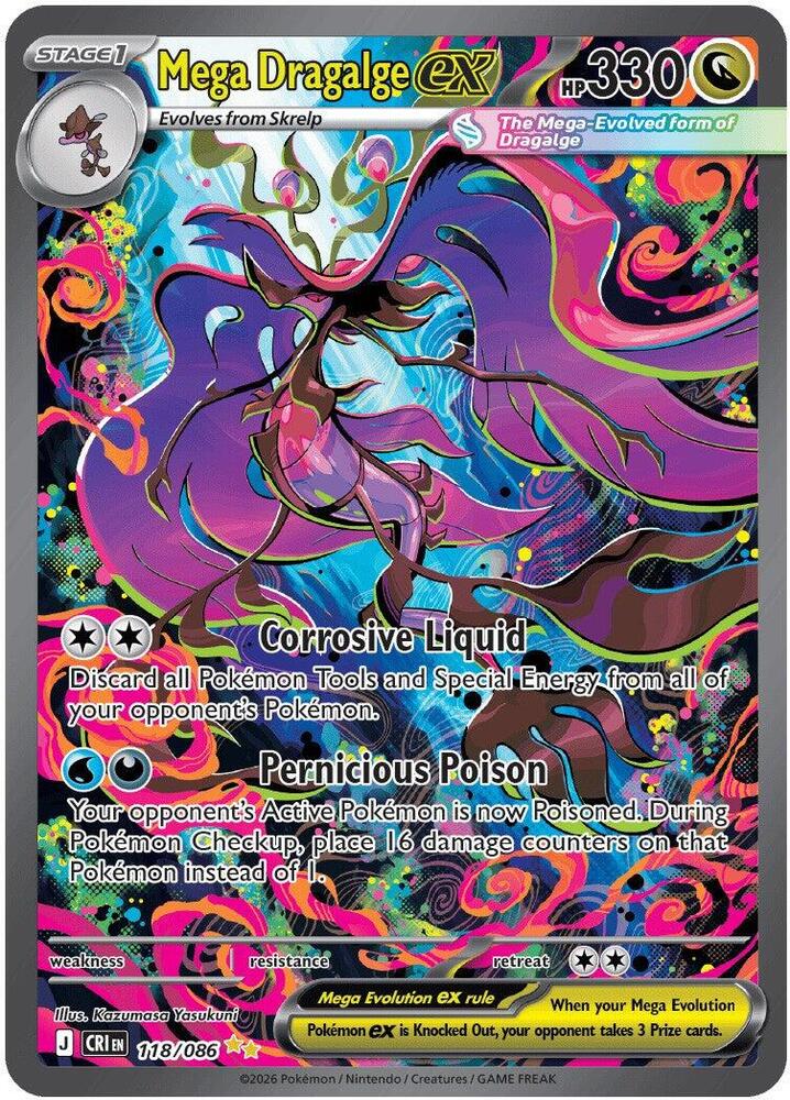 Mega Dragalge ex 118 086 118/086 (ME04: Chaos Rising)  - Holofoil | Good Games Morley