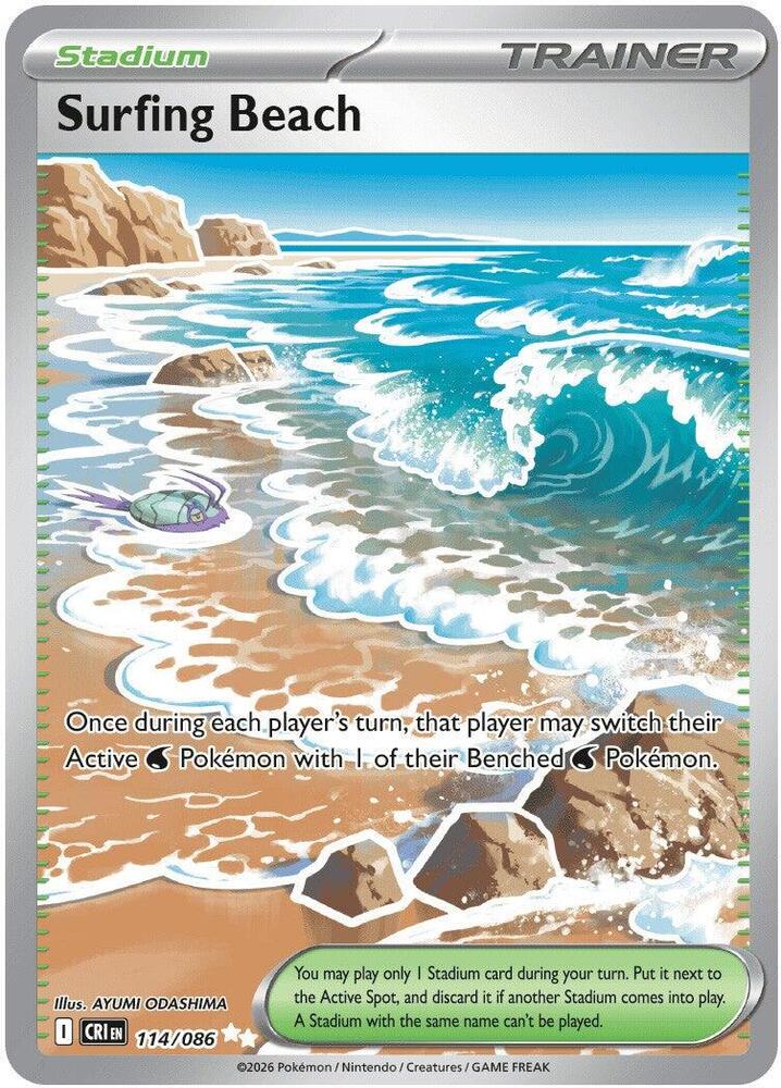 Surfing Beach 114/086 (ME04: Chaos Rising)  - Holofoil | Good Games Morley