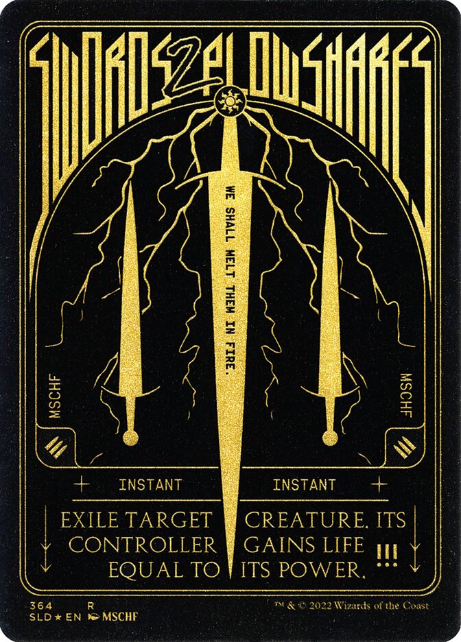 Swords to Plowshares 364 (Secret Lair Drop Series)  - Borderless Gold Etched Foil | Good Games Morley