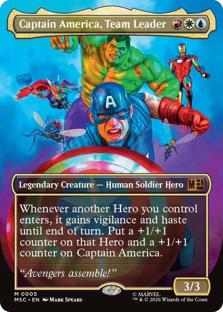 Captain America, Team Leader 5 (Commander: Marvel Super Heroes)  - Borderless Foil | Good Games Morley
