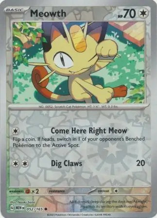 Meowth 052/165 (SV: Scarlet & Violet 151)  - Reverse Holofoil | Good Games Morley