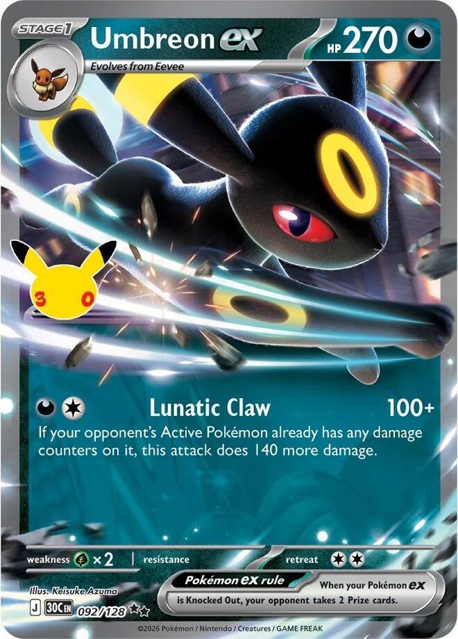 Umbreon ex 092/128 (ME: 30th Celebration)  - Holofoil | Good Games Morley