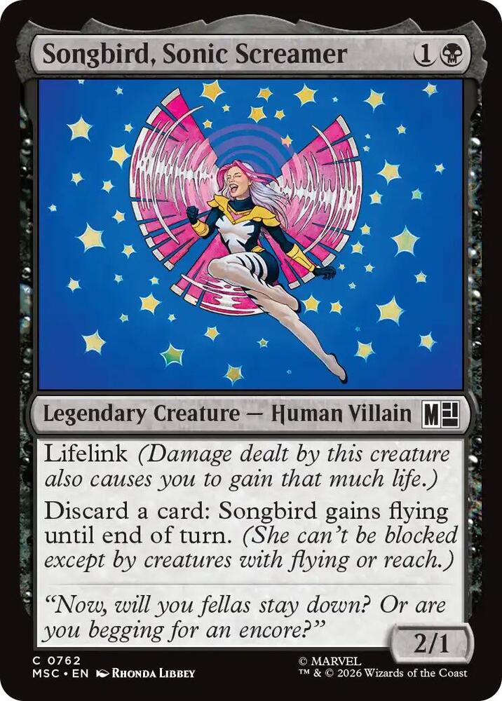 Songbird, Sonic Screamer 762 (Commander: Marvel Super Heroes)  - Foil | Good Games Morley