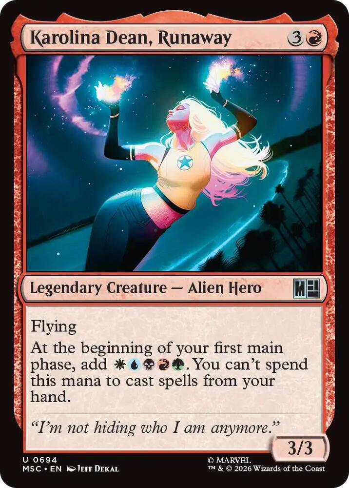 Karolina Dean, Runaway 694 (Commander: Marvel Super Heroes)  - Foil | Good Games Morley