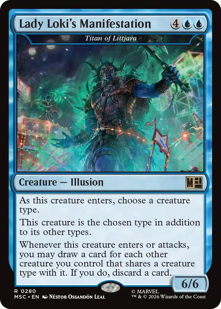 Lady Loki's Manifestation // Titan of Littjara 280 (Commander: Marvel Super Heroes)  - Surge Foil | Good Games Morley