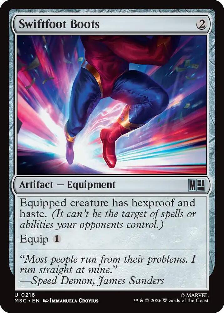 Swiftfoot Boots 216 (Commander: Marvel Super Heroes)  - Surge Foil  | Good Games Morley