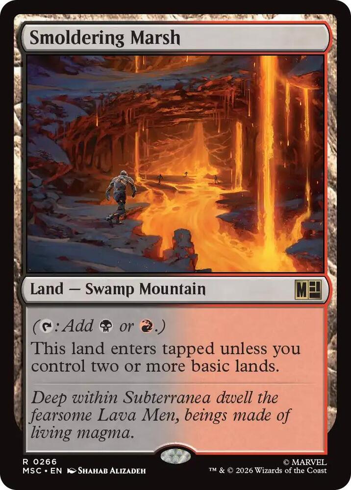 Smoldering Marsh 266 (Commander: Marvel Super Heroes)  - Surge Foil | Good Games Morley