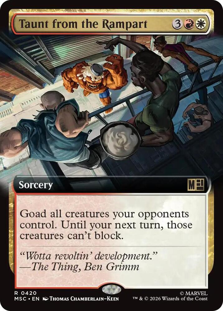 Taunt from the Rampart 420 (Commander: Marvel Super Heroes)  - Extended Art | Good Games Morley