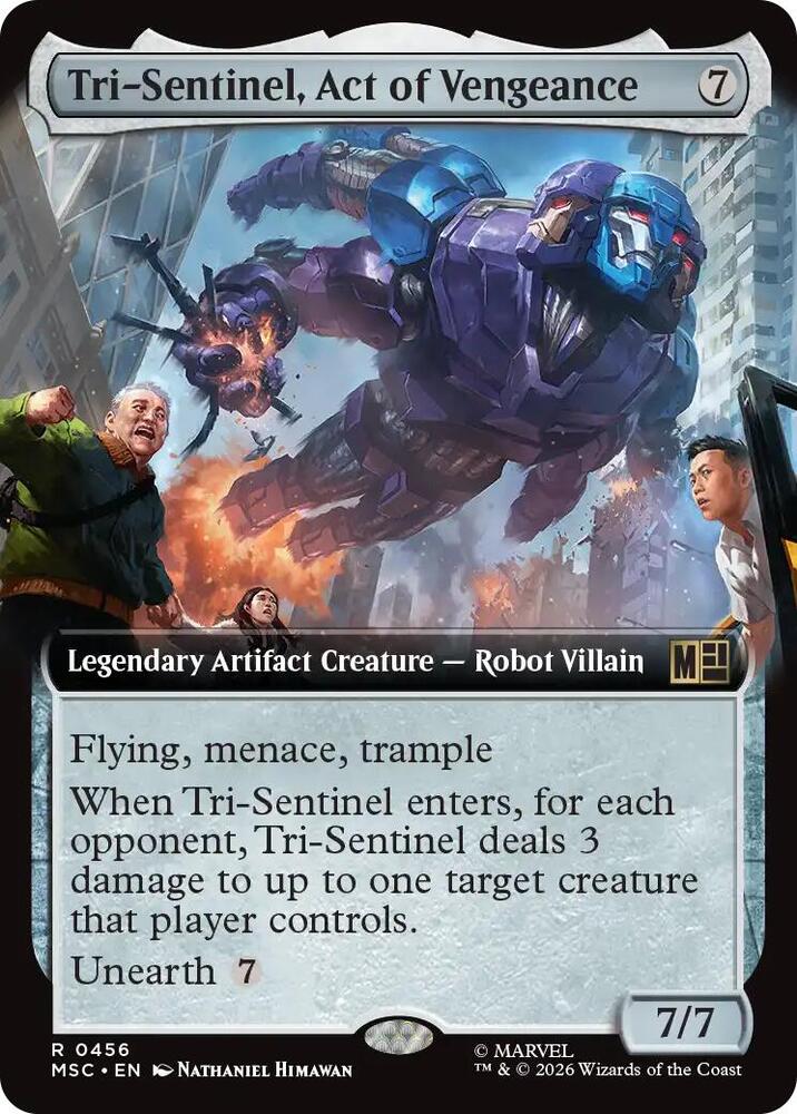 Tri Sentinel Act of Vengeance Extended Art 456 (Commander: Marvel Super Heroes)  - Extended Art | Good Games Morley