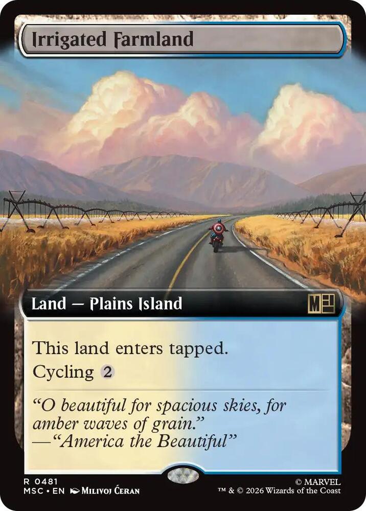 Irrigated Farmland Extended Art 481 (Commander: Marvel Super Heroes)  - Extended Art | Good Games Morley