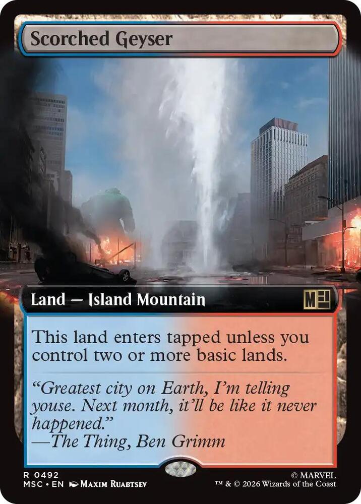 Scorched Geyser Extended Art 492 (Commander: Marvel Super Heroes)  - Extended Art | Good Games Morley