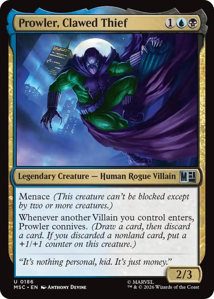Prowler, Clawed Thief 186 (Commander: Marvel Super Heroes)  - Surge Foil  | Good Games Morley