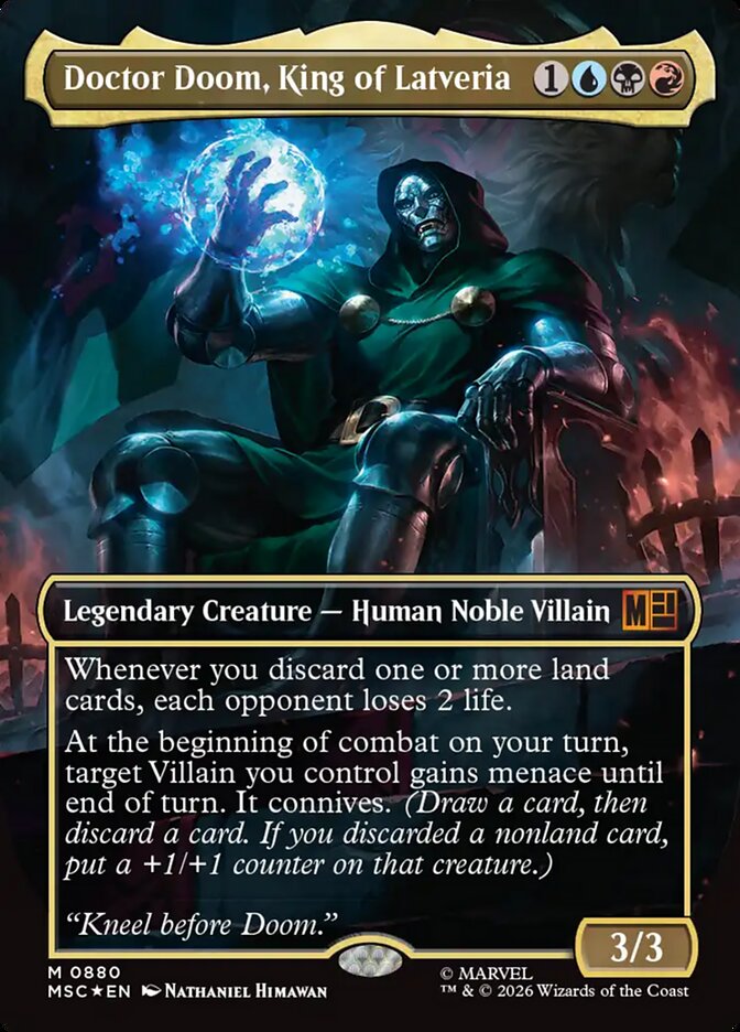 Doctor Doom, King of Latveria 880 (Commander: Marvel Super Heroes)  - Borderless Surge Foil | Good Games Morley