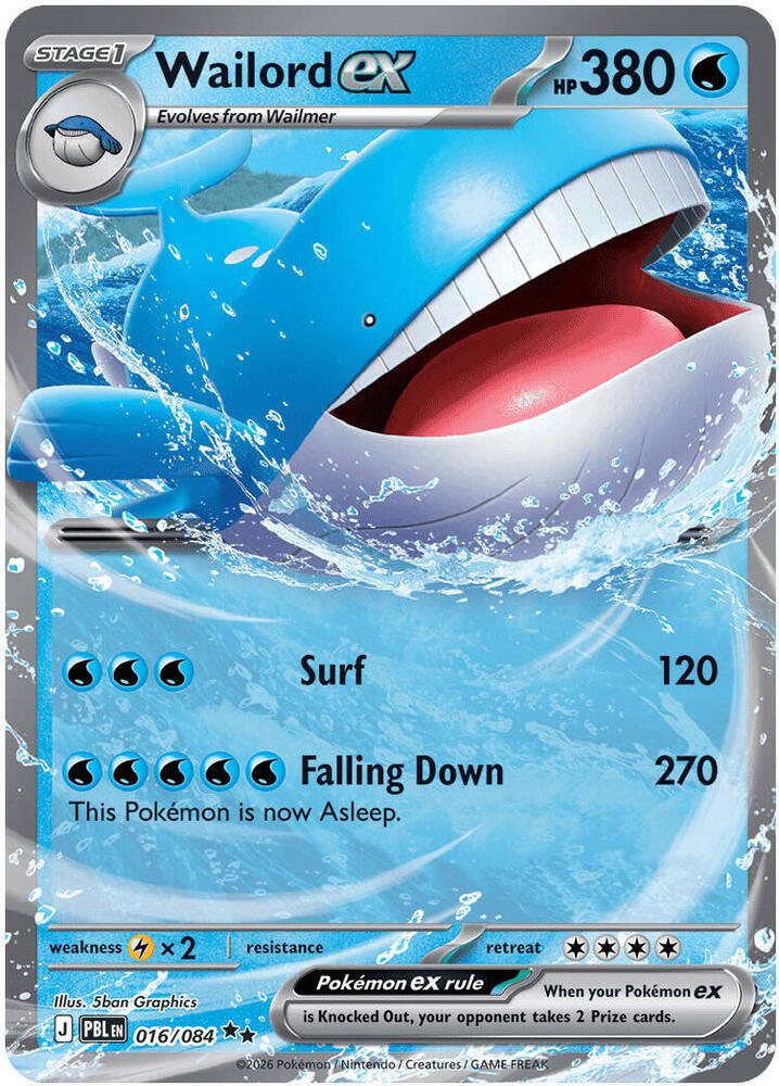 Wailord ex 016/084 (ME05: Pitch Black)  - Holofoil | Good Games Morley