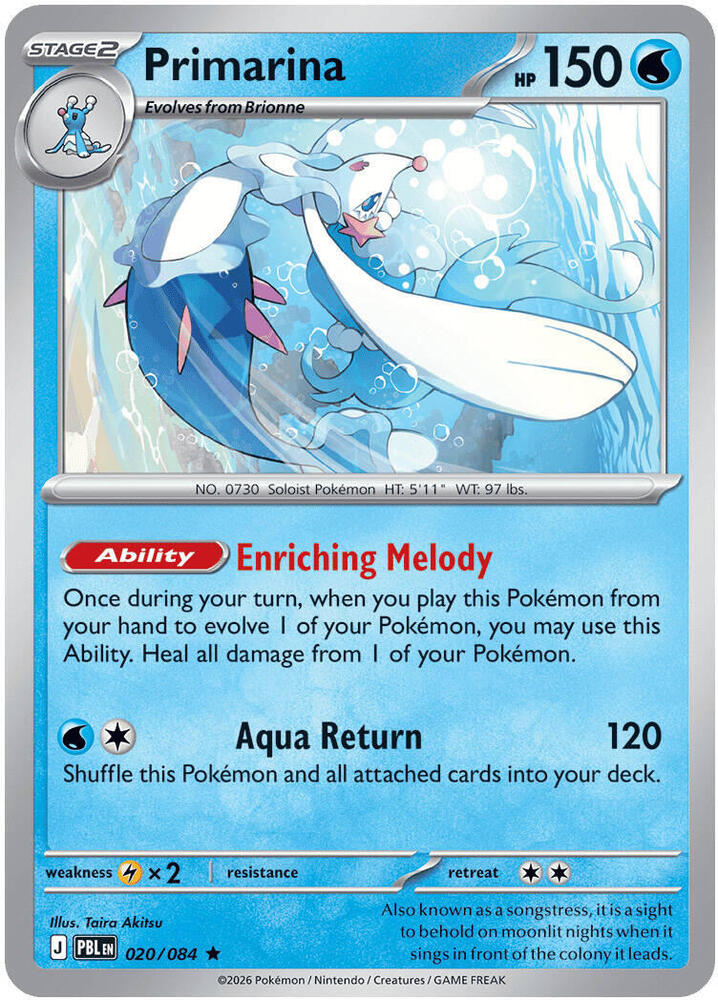Primarina 020/084 (ME05: Pitch Black)  - Holofoil | Good Games Morley