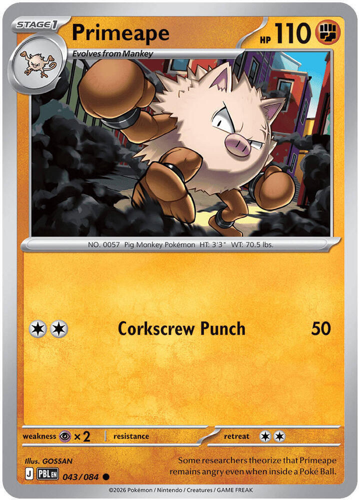 Primeape 043/084 (ME05: Pitch Black)  - Reverse Holofoil | Good Games Morley