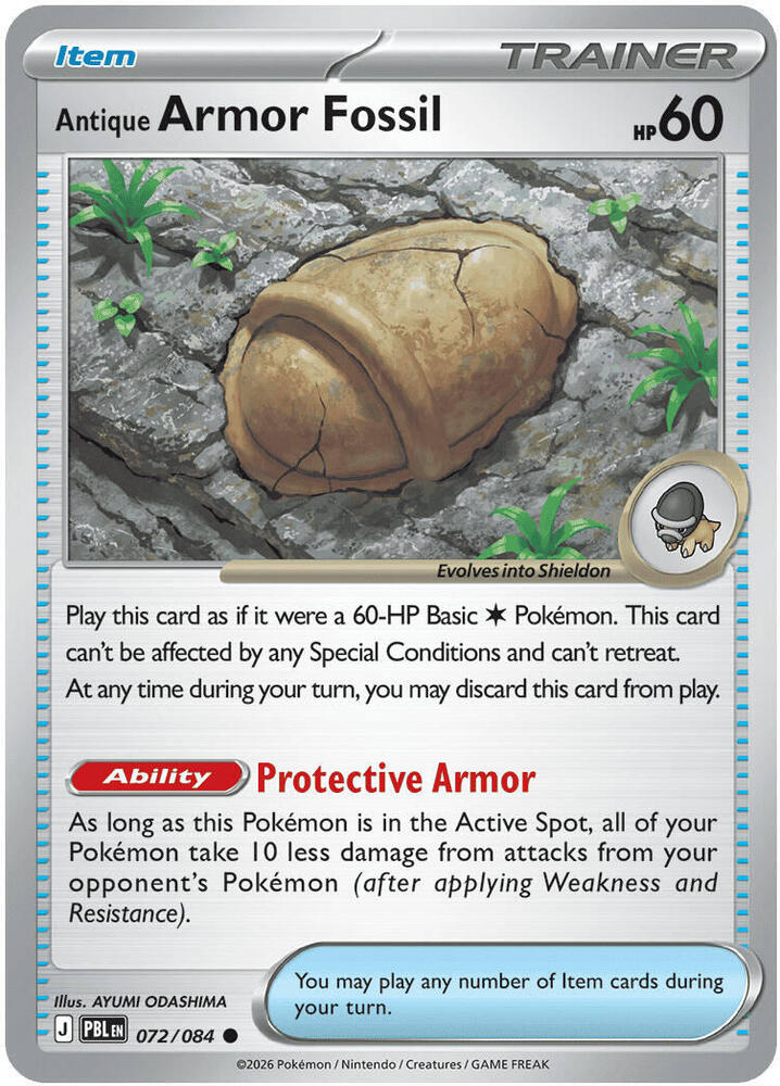 Antique Armor Fossil 072/084 (ME05: Pitch Black)  - Reverse Holofoil | Good Games Morley