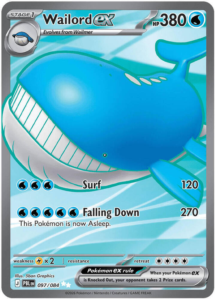 Wailord ex 097/084 (ME05: Pitch Black)  - Holofoil | Good Games Morley