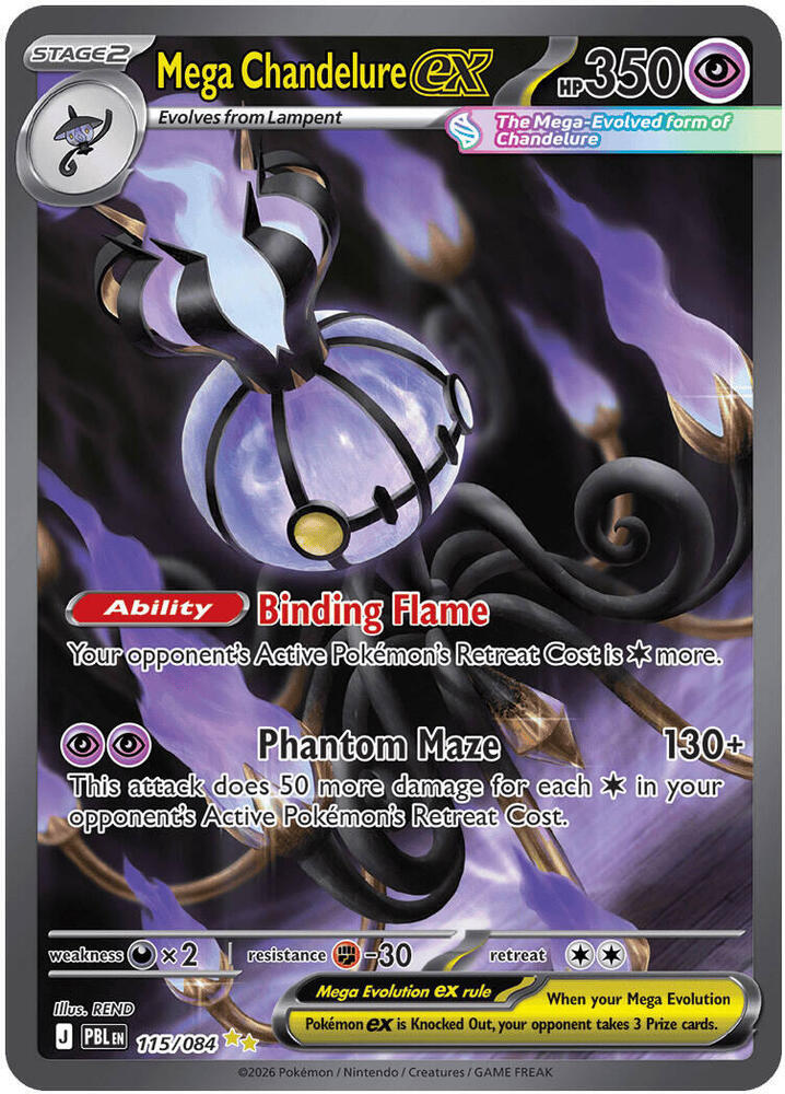 Mega Chandelure ex 115/084 (ME05: Pitch Black)  - Holofoil | Good Games Morley