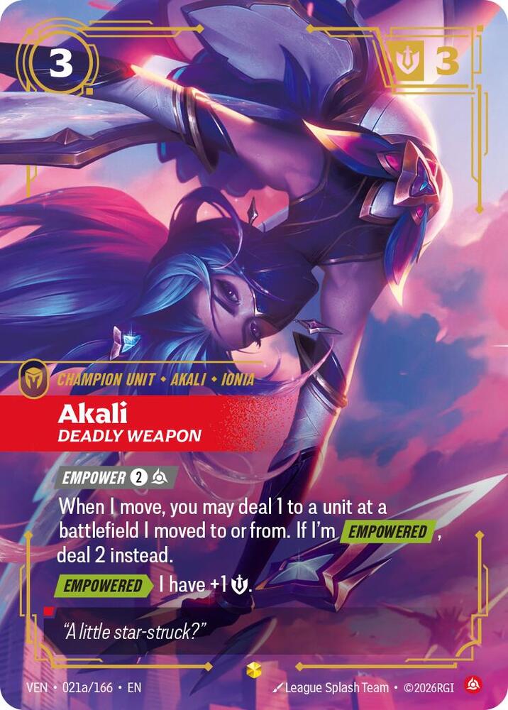 Akali - Deadly Weapon 021a/166 (Vendetta)  - Foil | Good Games Morley