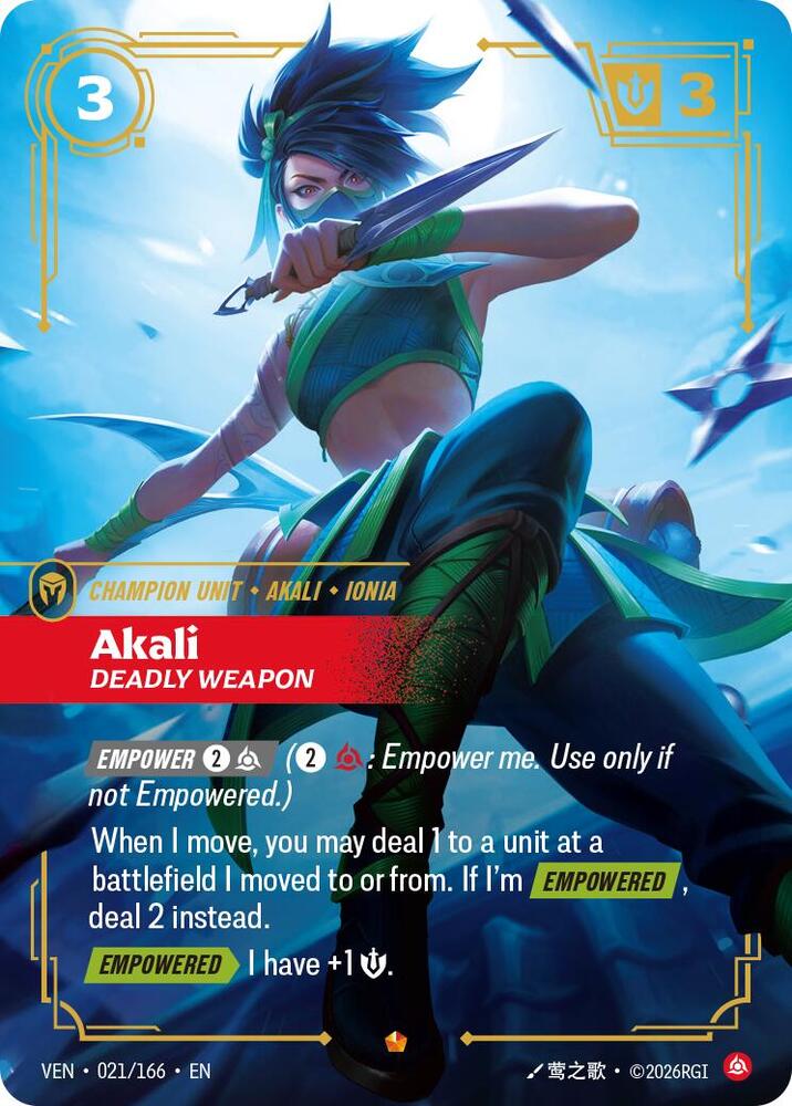 Akali - Deadly Weapon 021/166 (Vendetta)  - Foil | Good Games Morley