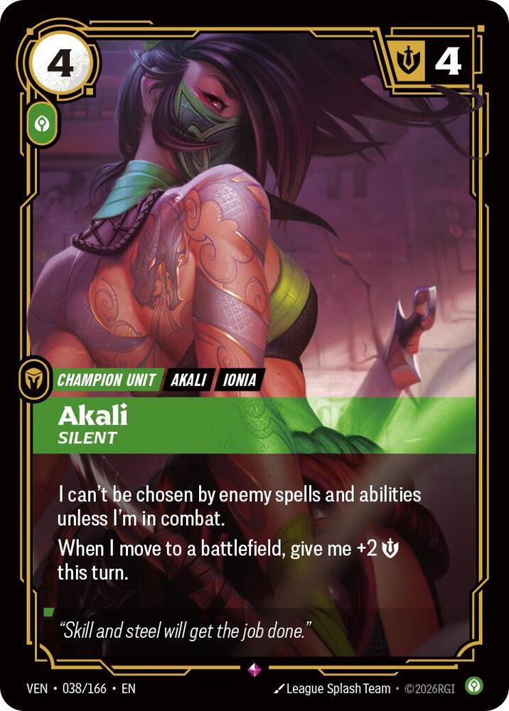 Akali - Silent 038/166 (Vendetta)  - Foil | Good Games Morley