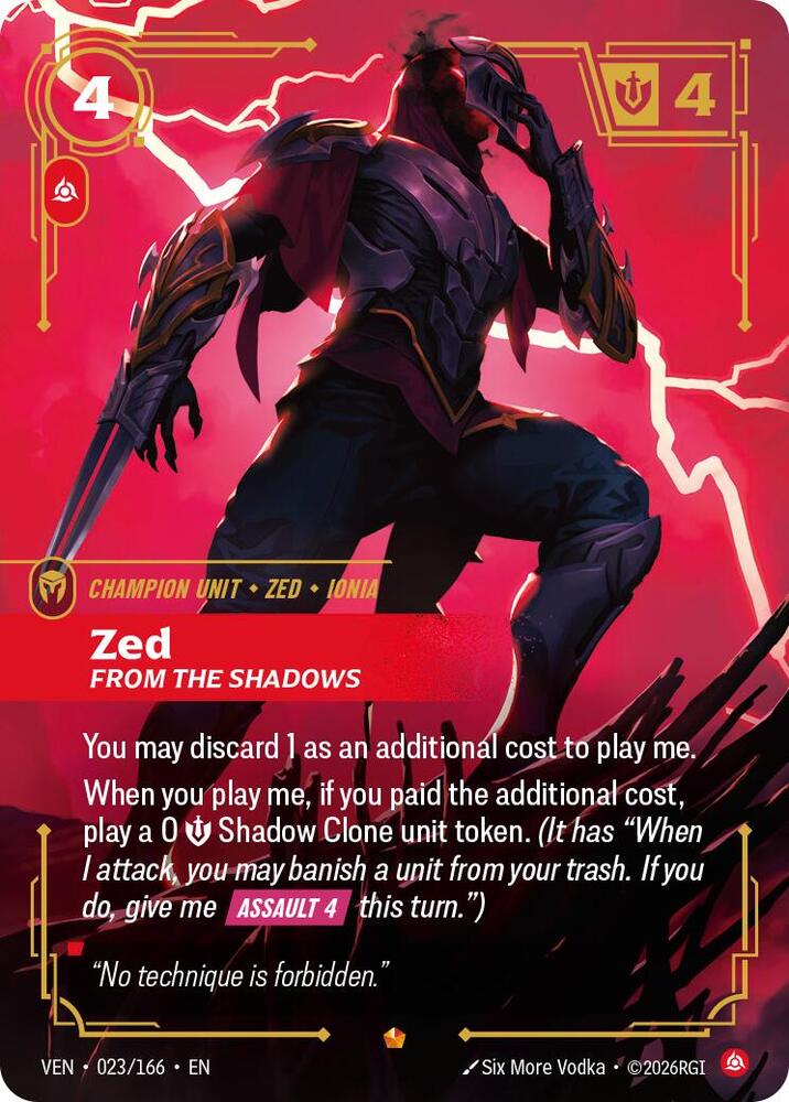 Zed - From the Shadows 023/166 (Vendetta)  - Foil | Good Games Morley