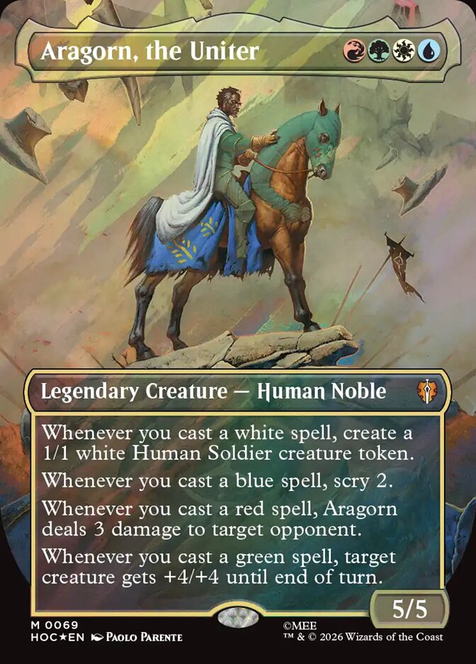Aragorn, the Uniter 69 (The Hobbit: Eternal-Legal)  - Borderless Surge Foil | Good Games Morley