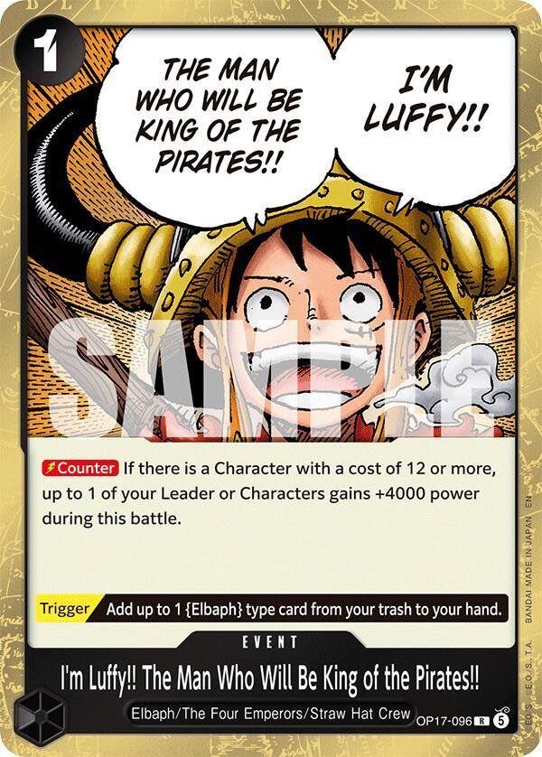 Im Luffy!! The Man Who Will Be King of the Pirates!! OP17-096 (The World's Strongest Warriors)  - Foil | Good Games Morley