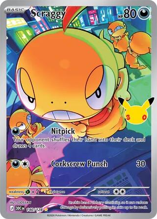 Scraggy 140/128 (ME: 30th Celebration)  - Holofoil | Good Games Morley