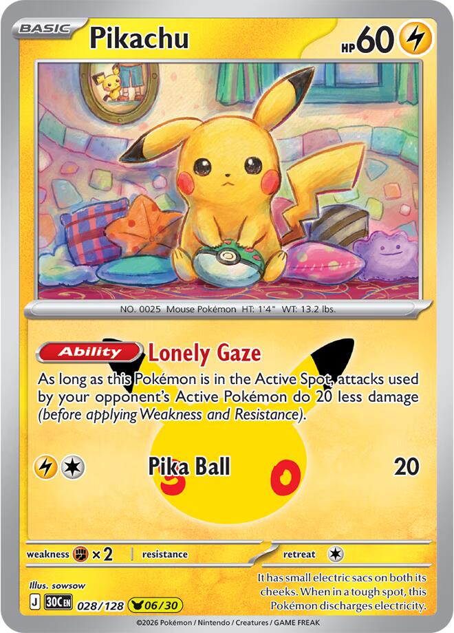 Pikachu 028/128 (ME: 30th Celebration)  - Holofoil | Good Games Morley