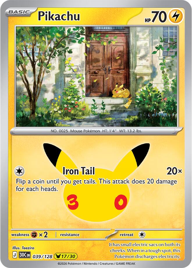 Pikachu 039/128 (ME: 30th Celebration)  - Holofoil | Good Games Morley