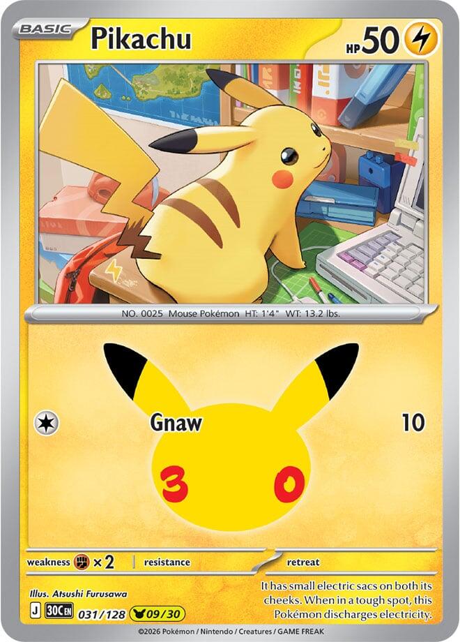 Pikachu 031/128 (ME: 30th Celebration)  - Holofoil | Good Games Morley