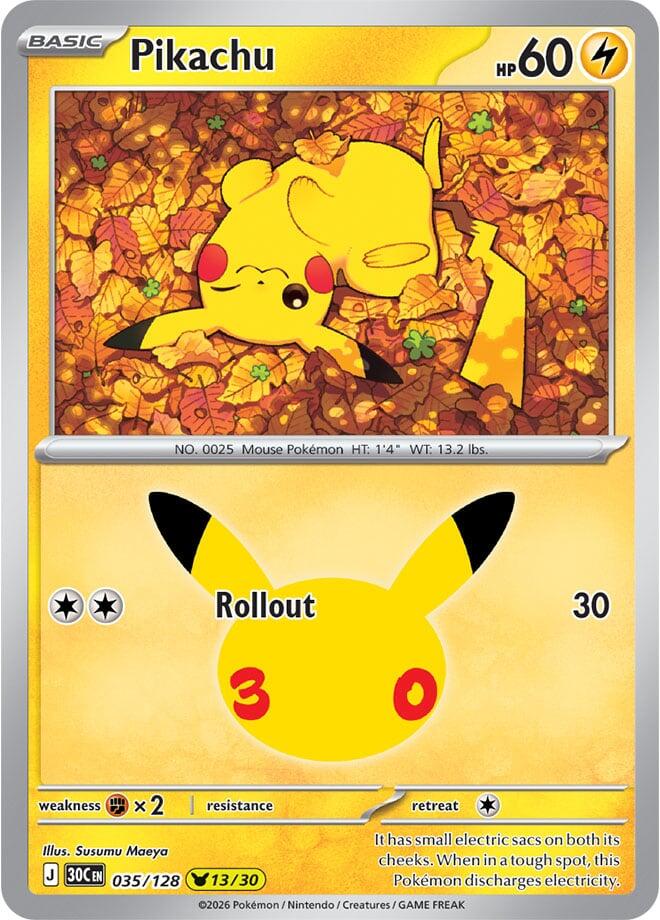 Pikachu 035/128 (ME: 30th Celebration)  - Holofoil | Good Games Morley