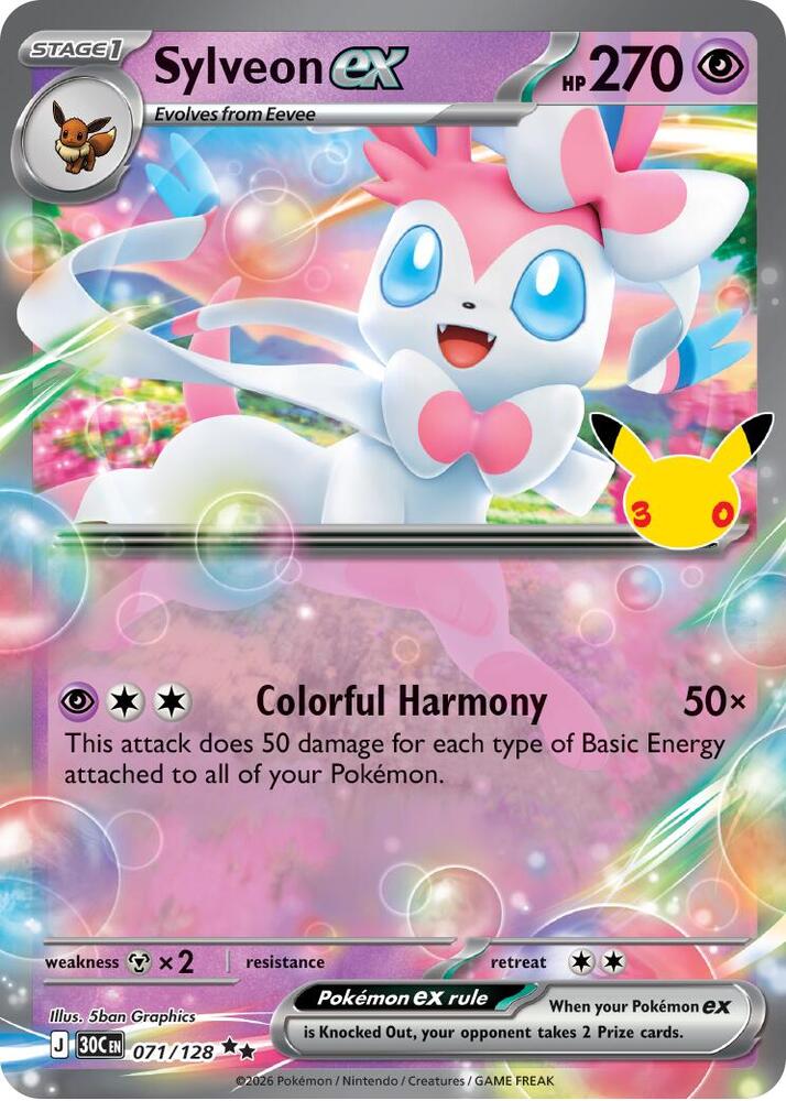 Sylveon ex 071/128 (ME: 30th Celebration)  - Holofoil | Good Games Morley