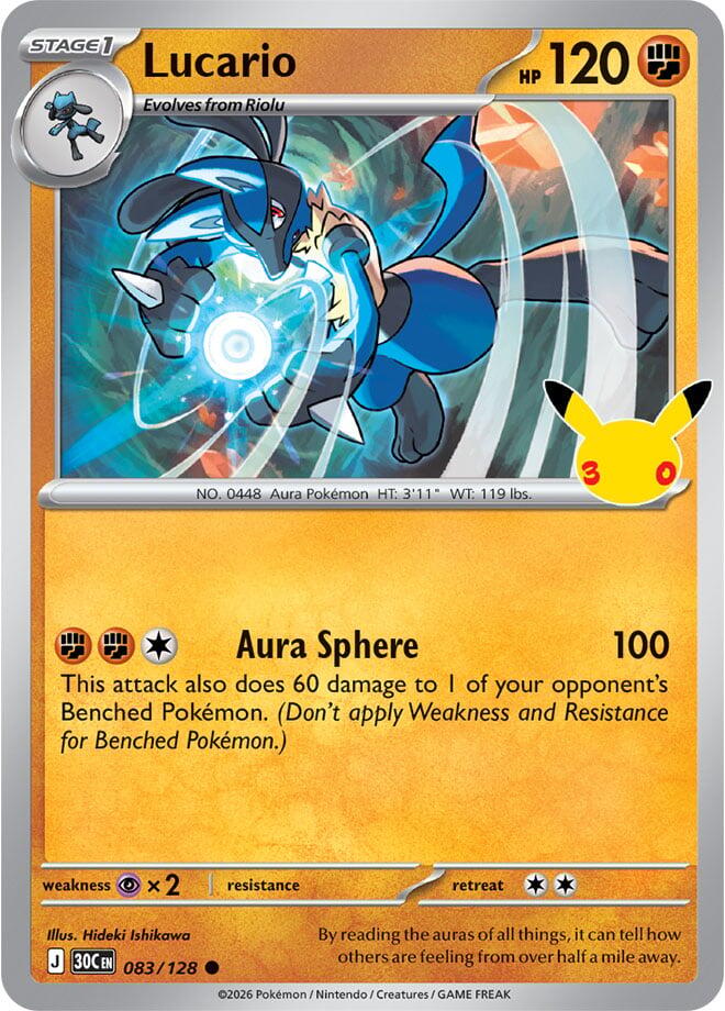 Lucario 083/128 (ME: 30th Celebration)  - Holofoil | Good Games Morley