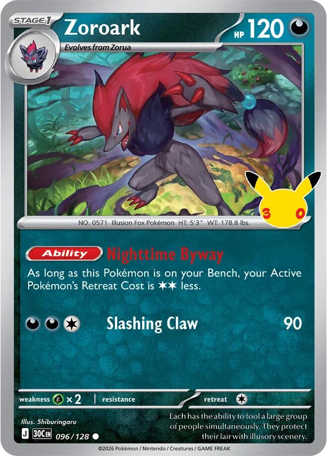 Zoroark 096/128 (ME: 30th Celebration)  - Holofoil | Good Games Morley