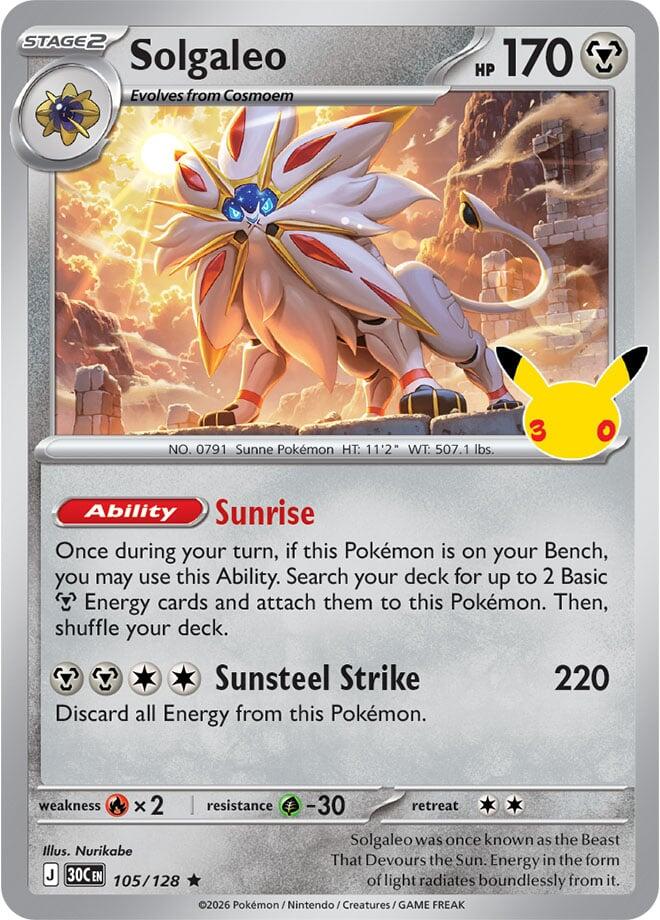 Solgaleo 105/128 (ME: 30th Celebration)  - Holofoil | Good Games Morley