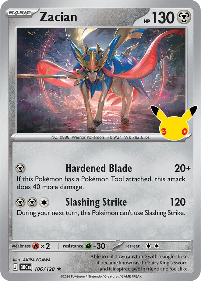 Zacian 106/128 (ME: 30th Celebration)  - Holofoil | Good Games Morley