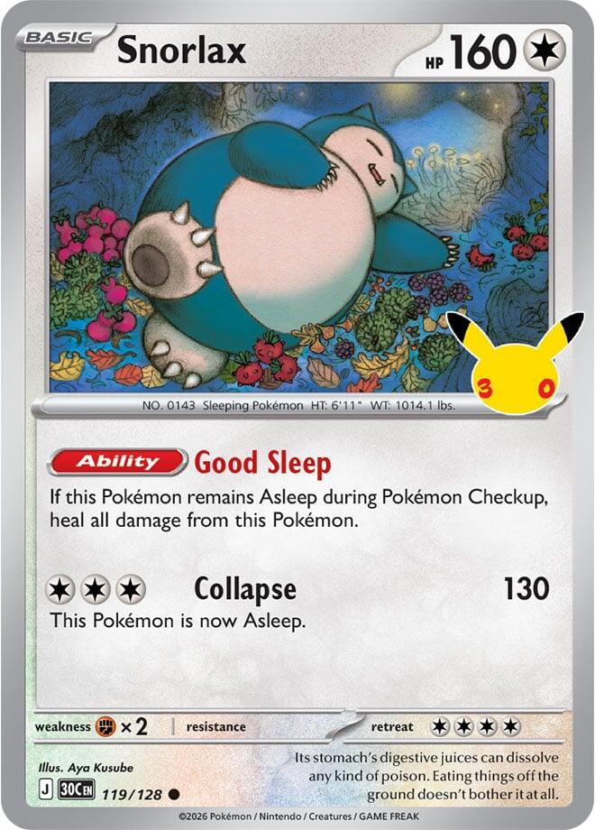 Snorlax 119/128 (ME: 30th Celebration)  - Holofoil | Good Games Morley