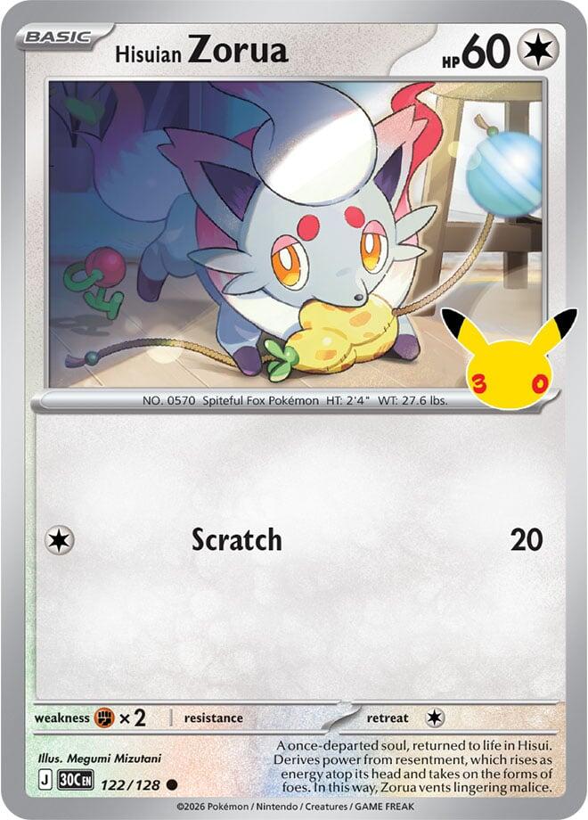 Hisuian Zorua 122/128 (ME: 30th Celebration)  - Holofoil | Good Games Morley