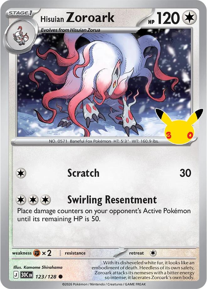 Hisuian Zoroark 123/128 (ME: 30th Celebration)  - Holofoil | Good Games Morley