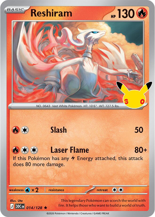 Reshiram 014/128 (ME: 30th Celebration)  - Holofoil | Good Games Morley