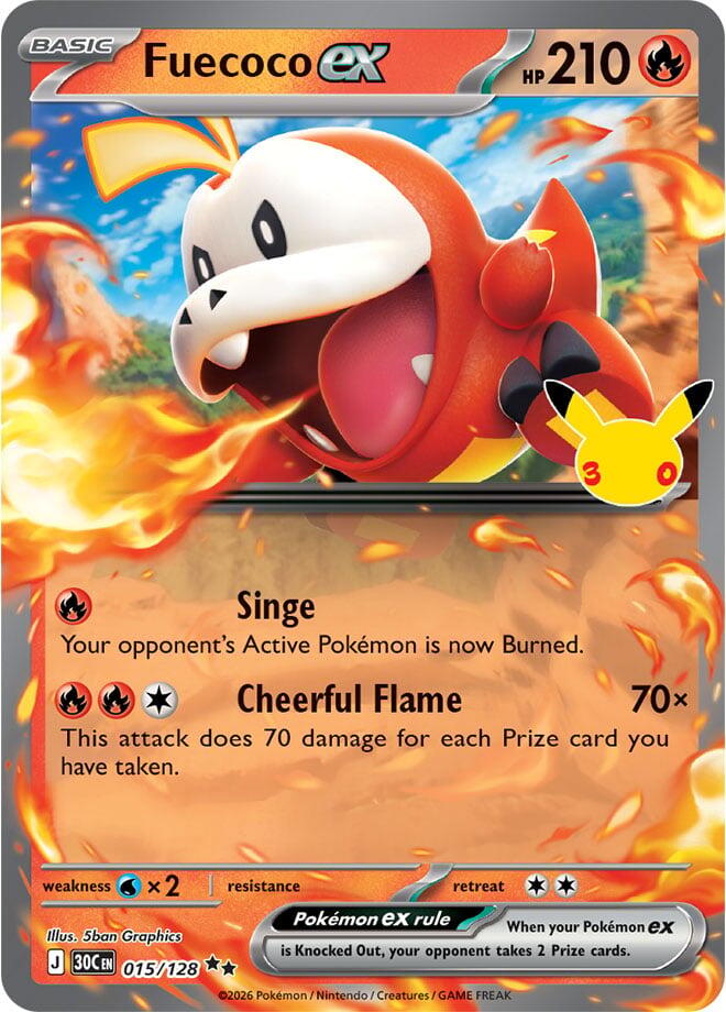 Fuecoco ex 015/128 (ME: 30th Celebration)  - Holofoil | Good Games Morley