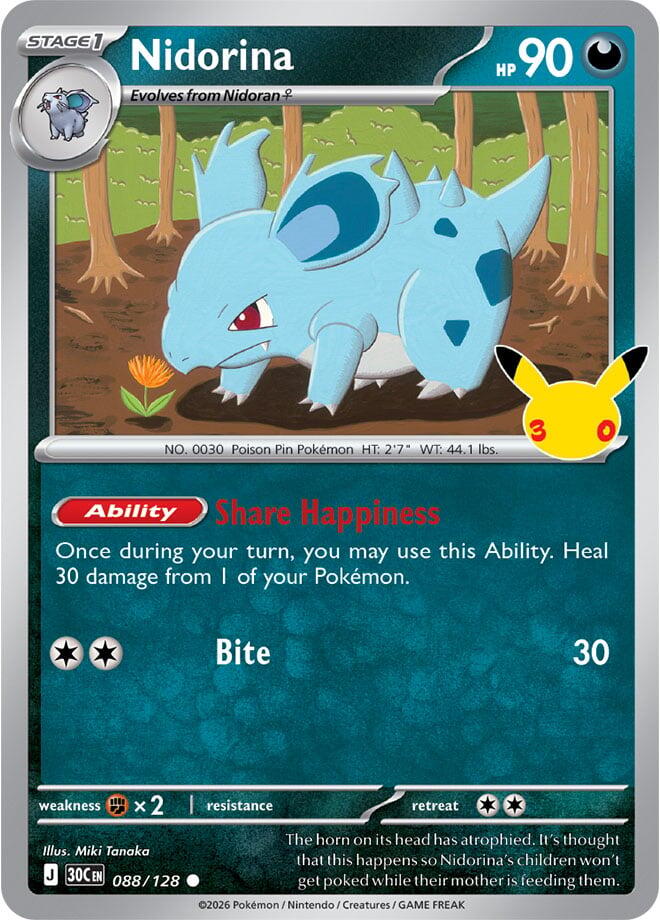 Nidorina 088/128 (ME: 30th Celebration)  - Holofoil | Good Games Morley