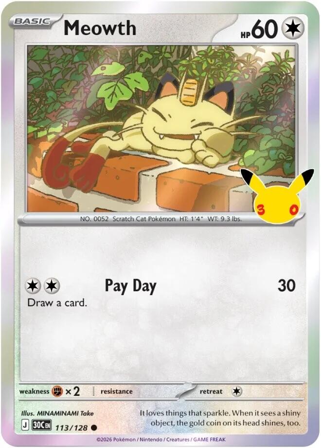 Meowth 113/128 (ME: 30th Celebration)  - Holofoil | Good Games Morley